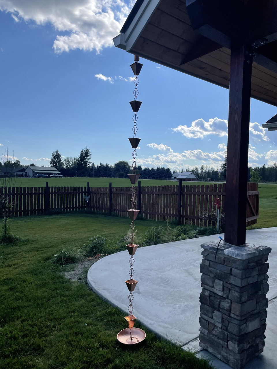 Rain chain detail on gutter